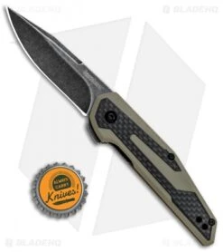 Kershaw Anso Fraxion Liner Lock Knife CF/Tan G-10 (2.75" Blackwash) 1160TANBW -Kershaw Store Kershaw Anso Fraxion LL CF Tan G 10 Blackwash 1160TANBW BHQ 80566 jr bottlecap