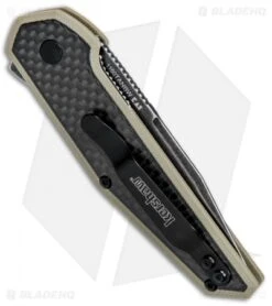 Kershaw Anso Fraxion Liner Lock Knife CF/Tan G-10 (2.75" Blackwash) 1160TANBW -Kershaw Store Kershaw Anso Fraxion LL CF Tan G 10 Blackwash 1160TANBW BHQ 80566 jr side