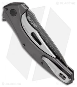 Kershaw Bareknuckle Sub Frame Lock Knife Gray Al (3.5" Damascus) 7777DAM -Kershaw Store Kershaw Bareknuckle Sub FL Gray Al Damascus 7777DAM BHQ 103079 jr side