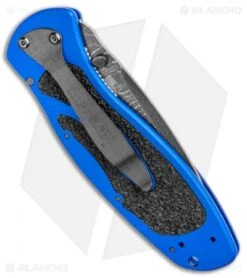 Kershaw Blur Assisted Opening Knife Blue Aluminum (3.375" Damascus) 1670NBDAM -Kershaw Store Kershaw Blur Assisted Opening Knife Blue Aluminum Damascus 1670NBDAM BHQ 107880 kp side jr