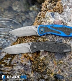 Kershaw Blur Assisted Opening Knife Black Aluminum (3.375" Damascus) 1670BLKDAM -Kershaw Store Kershaw Blur Assisted Opening Knife Blue Aluminum Damascus 1670NBDAM BHQ 107880 kp water web 1