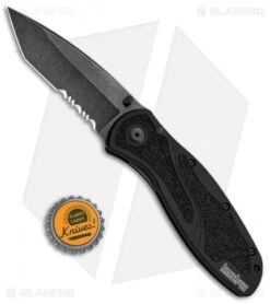 Kershaw Blur Tanto Assisted Opening Knife Black (3.375" BlackWash Serr) -Kershaw Store Kershaw Blur Tanto Black BlackWash Serr 1670TSTBWWM BHQ 68394 jr bottlecap 2