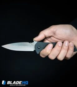 Kershaw Emerson CQC-4KXL D2 Frame Lock Knife (3.9" Stonewash) 6055D2 -Kershaw Store Kershaw Emerson CQC 4KXL Frame Lock Knife Stonewash 6055 BHQ 27387 kp in hand web