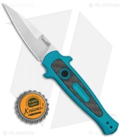 Kershaw Launch 12 Mini Stiletto Automatic Knife Teal (2.5" Stonewash) -Kershaw Store Kershaw Launch 12 CA Legal Stiletto Auto Teal SW KER7125TEALSW BHQ 115102 jr bottlecap