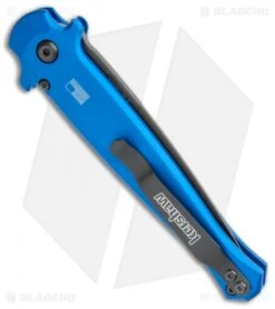 Kershaw Launch 8 Stiletto Automatic Knife Blue/CF (3.5" Stonewash) -Kershaw Store Kershaw Launch 8 Stiletto Auto Blue CF Black BHQ 111460 jr side