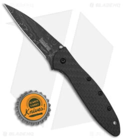 Kershaw Leek Assisted Opening Knife CF (3.4" Damascus) -Kershaw Store Kershaw Leek AO CF Damascus BHQ 165799 td size