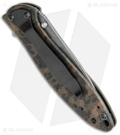 Kershaw Leek Spring Assisted Knife A/O Digital Brown (3" Black SW) 1660DEB -Kershaw Store Kershaw Leek Auto Digital Brown Blackwash BHQ 113292 jr side