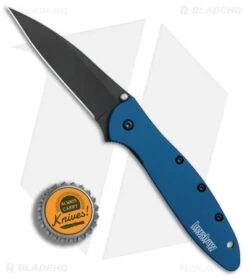 Kershaw Leek Assisted Opening Knife Blue (3" Black) 1660NBBLK -Kershaw Store Kershaw Leek Blue black BHQ 77341 er bottlecap