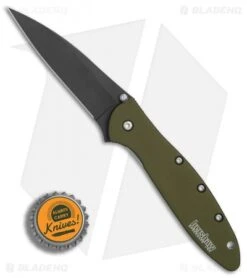 Kershaw Leek Assisted Opening Knife OD Green (3" Black ) 1660OLBLK 12 Kershaw Leek Assisted Opening Knife OD Green (3" Black ) 1660OLBLK -Kershaw Store Kershaw Leek OD Green black BHQ 79637 er bottlecap
