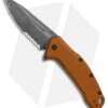 Kershaw Link Drop Point Knife Flat Dark Earth Aluminum (3.25" BlackWash Serr) -Kershaw Store Kershaw Link Assisted SW Plain FDE Handle Serr 1776BRZBWST BHQ 85191 jr