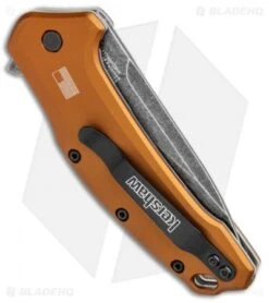 Kershaw Link Drop Point Knife Flat Dark Earth Aluminum (3.25" BlackWash Serr) -Kershaw Store Kershaw Link Assisted SW Plain FDE Handle Serr 1776BRZBWST BHQ 85191 jr side