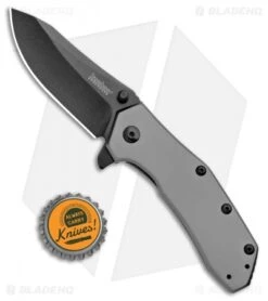Kershaw Median Bead Blast A/O Frame Lock Knife Stainless Steel (3" Black) -Kershaw Store Kershaw Median BB A O FL SS Black KS1551TI BHQ 100764 jr bottlecap