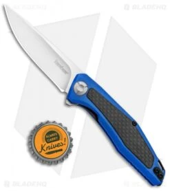 Kershaw Sinkevich Atmos Liner Lock Knife Blue G-10/Carbon Fiber (3" Satin) -Kershaw Store Kershaw Sinkevich Atomost LL Blue G 10 CF Satin KS4037BLU BHQ 90130 jr bottlecap