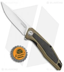 Kershaw Sinkevich Atmos Liner Lock Knife Tan G-10/Carbon Fiber (3" Satin) -Kershaw Store Kershaw Sinkevich Atomost LL Tan G 10 CF Satin KS4037TAN BHQ 90132 jr bottlecap